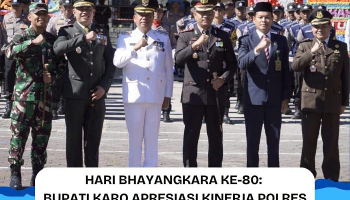 Bupati Karo Serahkan Penghargaan Bagi Personel Berprestasi Di Hari Bhayangkara Ke-80