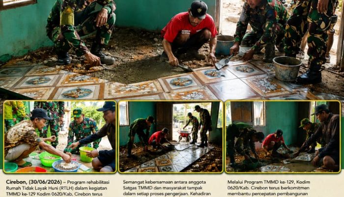 Rehab RTLH Terus Berjalan, Pemasangan Keramik di Rumah Karno Wujud Nyata Kepedulian TMMD ke -129
