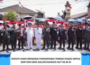 Bupati Karo Bersama Forkopimda Terima Pawai Defile SMP dan SMA dalam Rangka HUT ke-81 RI