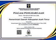 Aceh Timur Raih Predikat AA Indeks Reformasi Hukum 2026, Prestasi di Era Al-Farlaky