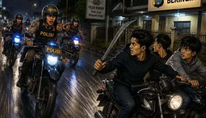 Polsek Beringin Amankan 3 Orang Remaja Diduga Kawanan Geng Motor Bersenjata