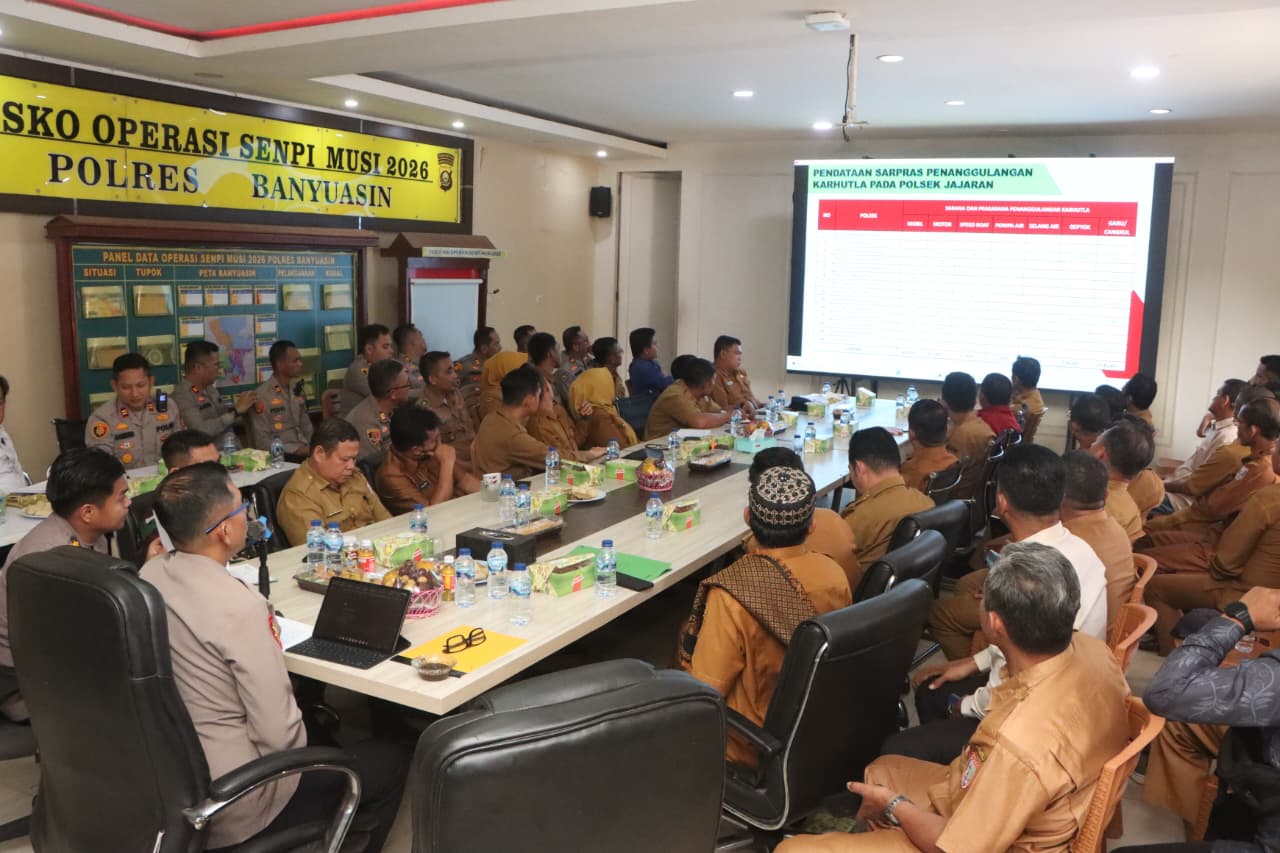polres banyuasin gelar rakor penanggulangan karhutla, perkuat sinergi dan kesiapsiagaan lintas sektor 3 IMG 20260810 WA0025 1