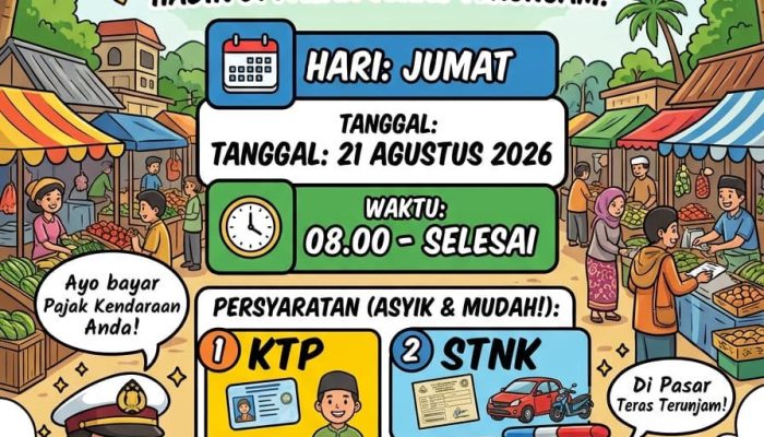 Samsat Keliling Hadir di Pasar Teras Terunjam, Permudah Masyarakat Bayar Pajak Kendaraan