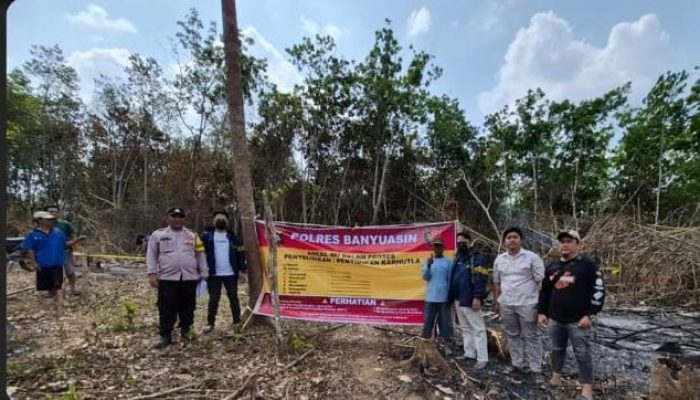 Buka Lahan dengan Cara Dibakar, Api Merambat hingga 6 Hektare, Seorang Pria Diamankan Polres Banyuasin