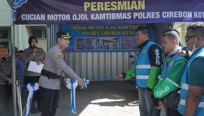 Usai Apel, Polres Cirebon Kota Resmikan Cuci Motor dan Bengkel Gratis untuk Ojol ‎