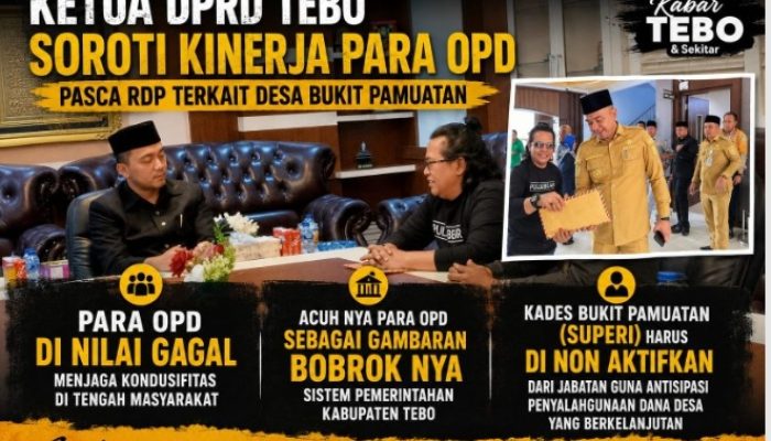 Ketua DPRD Tebo Soroti Para OPD Yang Acuh Terhadap Hasil RDP Polemik Desa Bukit Pamuatan