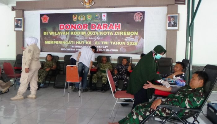 Setetes Darah untuk Kemanusiaan, Kodim 0614/Kota Cirebon Ajak TNI-Polri hingga Pelajar Donor Darah Sambut HUT ke-81 TNI