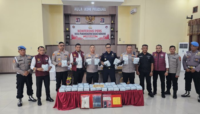 Polres Langsa Ungkap 46,6 Kg Sabu Jaringan Malaysia, Nilainya Capai Rp13,2 Miliar
