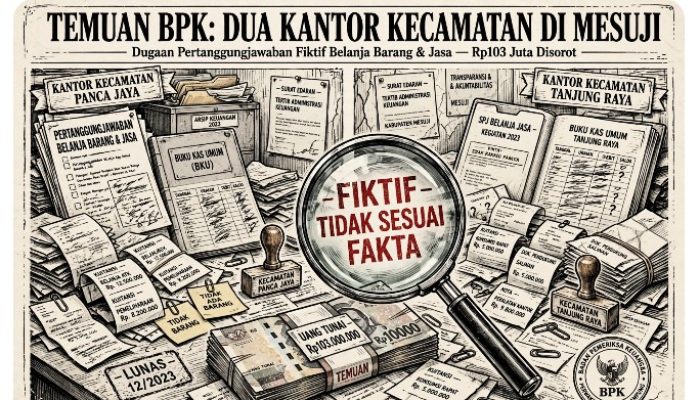 BOBROK! Belanja Fiktif Rp103 Juta di Mesuji, Dua Camat Ketahuan Pertanggungjawaban Tidak Sesuai Fakta
