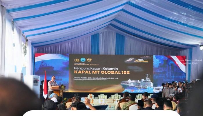 Bupati Karo Hadiri Konferensi Pers Pengungkapan Penyelundupan 1,16 Ton Ketamin di Selat Malaka