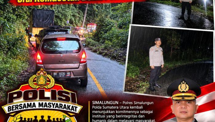 Siaga Cuaca Ekstrem, Polres Simalungun Keluarkan Imbauan Penting dan Sigap Urai Kemacetan Dolok Pardamean Saat Hujan Deras