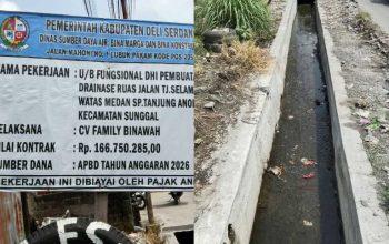 Proyek Drainase Jalan Tanjung Selamat Disorot, Papan Informasi Tak Cantumkan Volume Pekerjaan