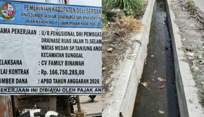 Proyek Drainase Jalan Tanjung Selamat Disorot, Papan Informasi Tak Cantumkan Volume Pekerjaan