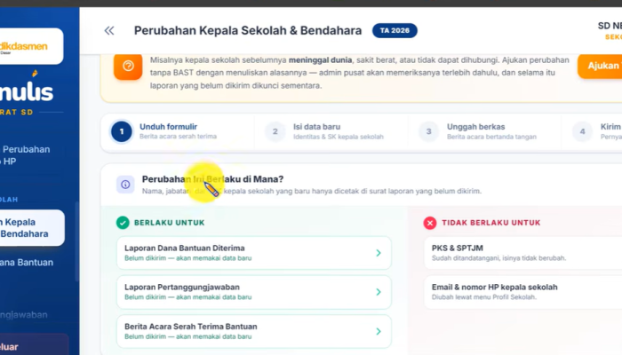 Panduan Lengkap Cara Ganti Kepala Sekolah dan Bendahara di Aplikasi Si Menulis SD 2026