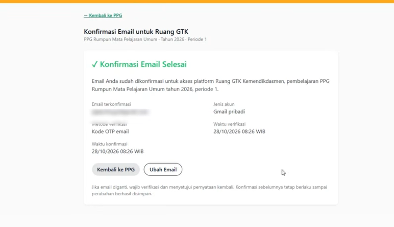 Cara Konfirmasi Email Guru Madrasah Mapel Umum PPG 2026 di EMIS GTK