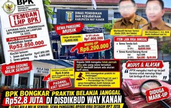 BPK Bongkar Praktik Belanja Janggal Rp52,8 Juta di Disdikbud Way Kanan: Sewa Aula Milik Sendiri, Sewa Panggung Rp800 Ribu Ditagih Rp7 Juta