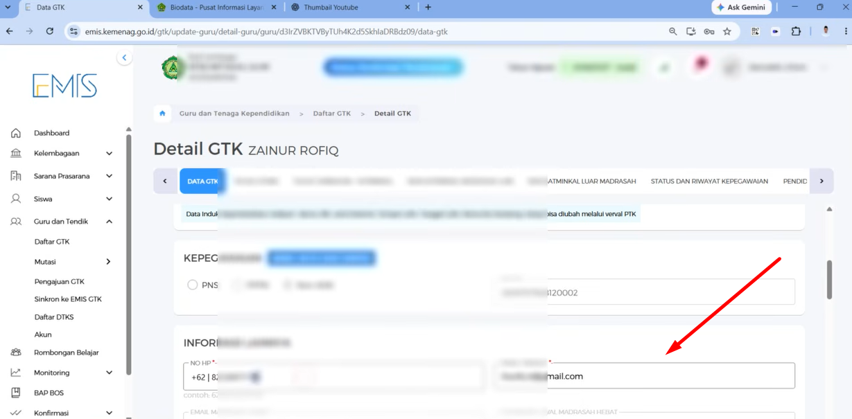 Cara Ubah Nomor HP dan Email Guru serta Tendik melalui EMIS 4.0 dan EMIS GTK