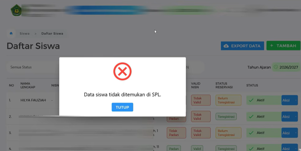 Solusi Data Siswa Tidak Ditemukan di SPL saat Registrasi EMIS 4.0 ke Verval PD